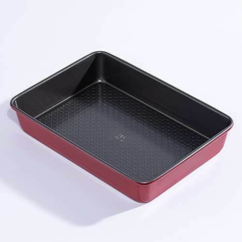 Hairy Bikers Grand plat à rôtir BKW1525 pour four, plaque de cuisson antiadhésive, passe au congélateur et au lave-vaisselle, en acier au carbone, 35,1 x 25,4 x 6,2 cm, rouge Cover