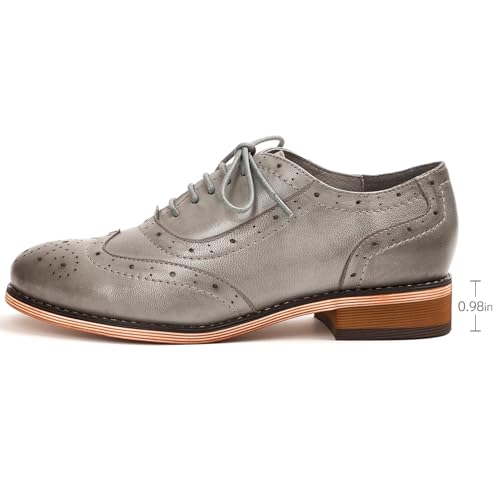 Image of Mona flying Womens Leather Wingtip Oxfords Brogue Shoes Lace-up Flats
