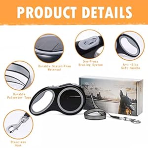 26ft retractable dog leash heavy duty great leash for dog up to 110 lbs anti slip rubberized handle one handed brake strong nylon tape tangle freemk def   cucciolini doodles