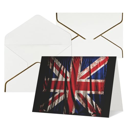 WLKSNBVD グリーティングカード 封筒付き 黒の背景に英国国旗 Thinking of Youカード 4x6 ブランクノートカード 誕生日 ベビーシャワー おめでとう 結婚式 サンキューカード あらゆる機会に