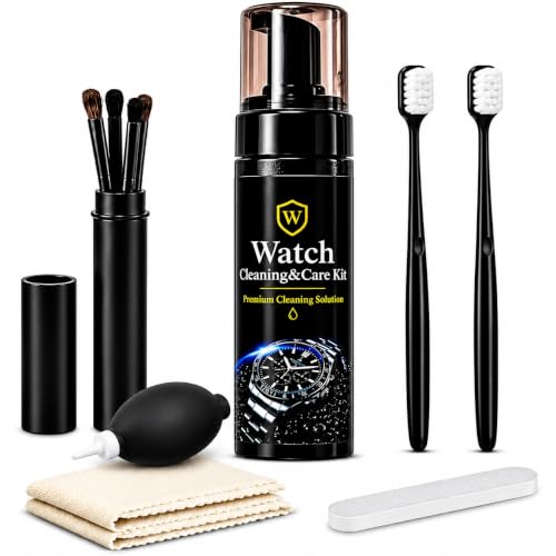 GENLEXON 200ml Watch Cleaning Kit, Foam Cleaner for Watch Bands, Bezels, Cases and Jewelry, Gentle Polishing Care Set for Daily Watch Maintenance