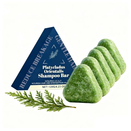 Pieza de champú triangular, pieza de champú verde, champú sólido, limpieza suave, nutritiva, vegetal, triangular, silla/ck, práctico Reiesham/caca para cabello rizado graso (5 unidades)