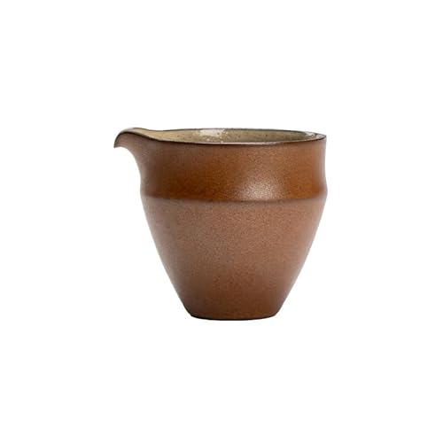 日本式不思議寂風公道杯カンフー茶器粗陶茶海分茶器家庭用陶磁器公杯部品、茶愛好家に提供する独特な陶器ギフト (江戸枯茶-雁山公杯)