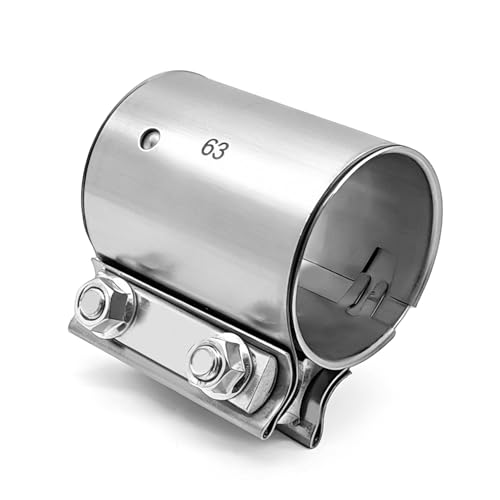 SKYMIRO 2.5 Inch Exhaust Clamp 2 1/2 Butt Joint Exhaust Clamp Sleeve Coupler for 2.5 OD Exhaust Pipe Muffler Elbow Exhaust Tubing Connection Catalytic Converters (1PCS)