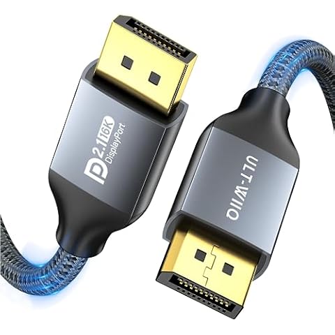 ULT-WIIQ Displayport Cable 2.1, VESA Certified DP Cable Support [16K@60Hz, 10K@60Hz, 8K@120Hz, 4K@240Hz, 2K@480Hz] 80Gbps & FreeSync G-Sync HDR for Gaming Monitors, Graphics Card. 3.3FT Cover