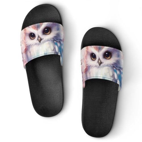 Owl Is Sitting in A Tree House Sandals Non-Slip Bathroom Slippers Beach Summer Shoes for Men Women