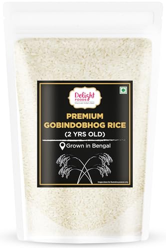 Image of Delight Foods Premium Bengali Gobindobhog Rice 1kg | 2 Years Old Aged | Unpolished Aromatic Short Grain Chawal | Grown in Bengal | Ideal for Payesh /Kheer, Biryani & Pulao