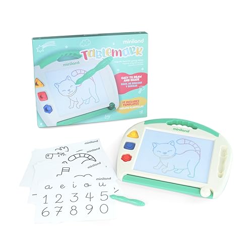 Miniland - Pizarra Magnética Infantil Tablemark | Pizarra de Dibujo Mágica para Niños con Borrador, Lápiz y Figuras | Juguete Educativo y Creativo Portátil