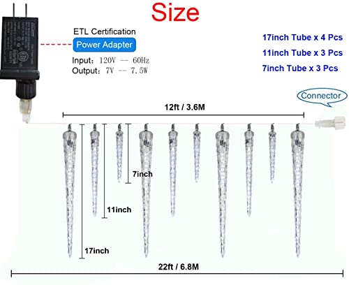 LAMPHOME Meteor Shower Rain Light,10 Acrylic Icicles 242 LED String Light for Outdoor (Whtie) - Image 5