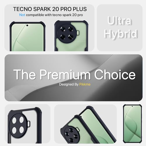 Image of Pikkme Techno Spark 20 Pro Plus 5G Back Cover | Crystal Clear Transparent Back | Ultra Hyrbid | Full Camera Protection | Raised Edge | Bumper Back Case (Blue)