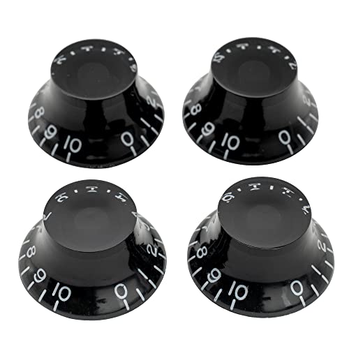 Musiclily Pro Imperial Pulgadas Tamaño Botones de Potenciómetros Forma de Sombrero Perillas para USA Guitarra Eléctrica Les Paul Style,Negro (Juego de 4)