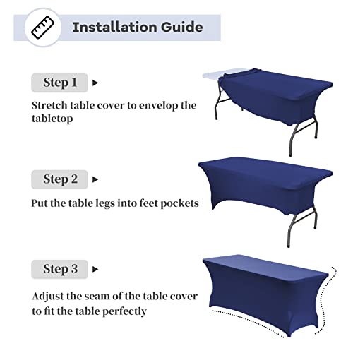 Ksk Royal Blue 6Ft Black Fitted Tablecloths For Rectangle Tables,Stretchable Spandex Table Cover Protector For Banquet, Massage Bed, Wedding, Birthday. #TOP4
