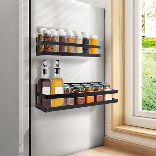 Uten Large Magnetic Spice Rack for Refrigerator, 2 Pack Enhanced