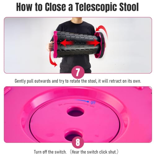 Image of Doseno Upgraded Foldable Stool Thickened, Portable Collapsible Stool Retractable Stool, Foldable Portable Collapsible Chair for Fishing, (Red) (Pink, 2pack)