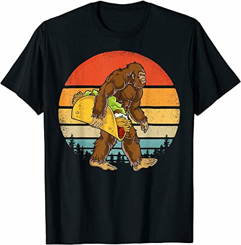 New Limited Bigfoot Carrying Taco Funny Sasquatch T-Shirt Black(XX-Large)