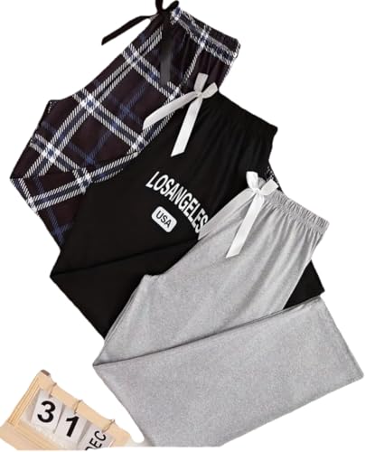 Pyjama 3 pièces motif carreaux look Los Angeles USA vêtement de nuit doux