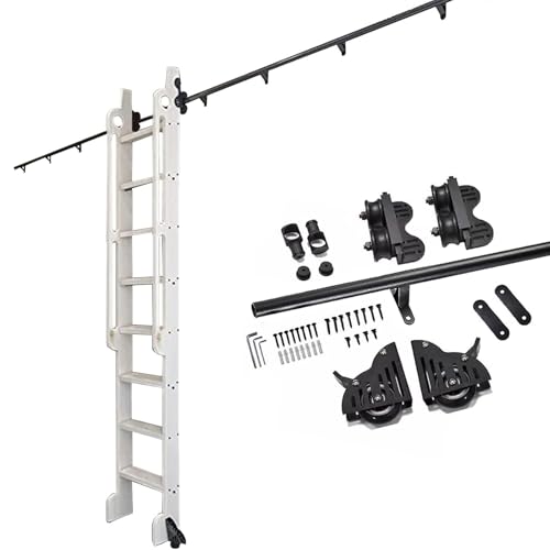 GLFNB Escalera retráctil rodante de Biblioteca, riel de Escalera móvil de Tubo Redondo de 1 a 6 Metros con Ruedas para el Suelo, Ideal para casa, Oficina o Granero (Kit de riel de 400 cm)