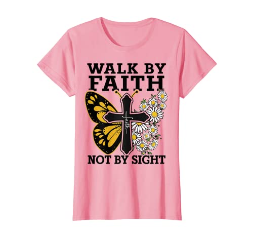 Mujer Caminar cristiano por la fe no por la vista Jesús Biblia Escritura Camiseta