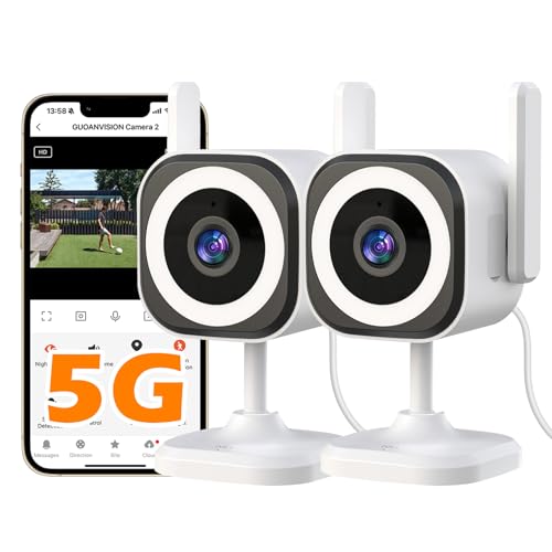 GUOANVISION Überwachungskamera Innen/Aussen, 5G/2.4G WLAN IP Kamera, Kamera Überwachung Innen für Baby Monitor/Ältere Kids/Haustier, Hunde, Nachtsicht GegensprechfunktionIP66 Wasserdicht