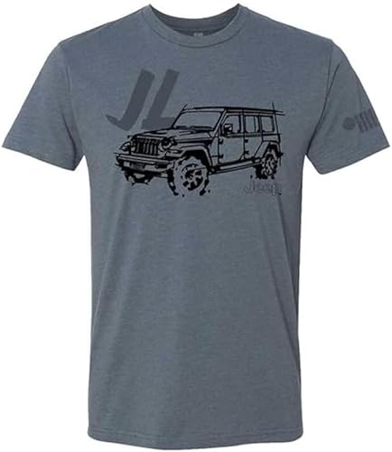 Jeep Wrangler JL 2017-Present LDD Series Original Artwork Designs Triblend Supersoft T-Shirt Indigo Blue (Wrangler JL,L)