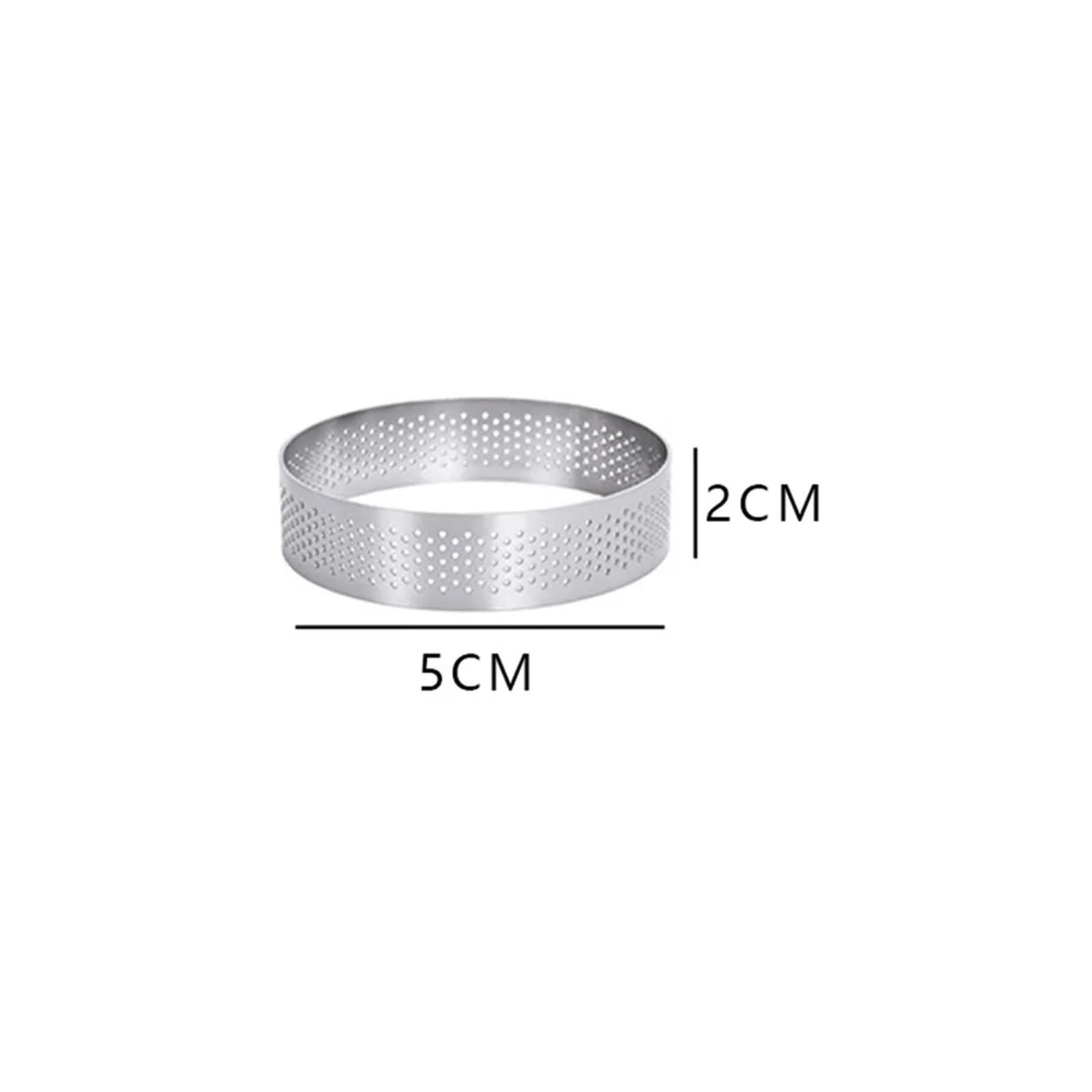 12 pièces en Acier Inoxydable Mousse Anneau Moule Circulaire Tarte Ovale gâteau Fromage perforé aux Fruits Cuisine pâtisserie Cuisson pour GâTeau(5cm Round)