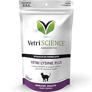 VetriScience Vetri Lysine Plus – 120 Chews – Immune Support Cat Supplements and Vitamins with L-Lysine and DMG for Immunity and Respiratory Health​