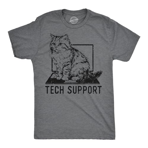 Mens Tech Support Funny T Shirts Cute Kitten Graphic Tee for Men