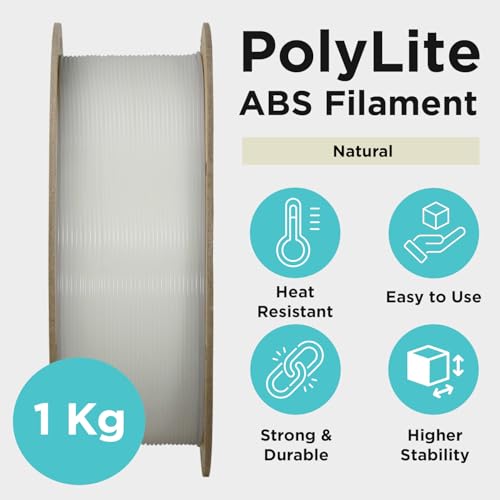 Image of Polymaker ABS Filament 1.75mm Natural, 3D Printer Filament 1.75mm Heat Resistant 1kg - PolyLite ABS 3D Printing Filament 1.75mm, Strong & Durable, Dimensional Accuracy + /- 0.03mm