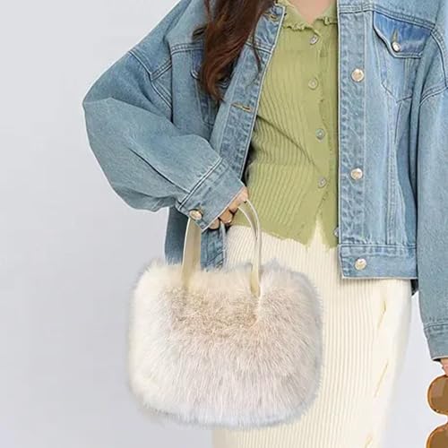 Furry Tote Bag for Women with Shoulder Strap Shoulder Bag for Travel Work4