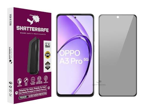 Image of Anti-Spy Privacy Tempered Glass Compatible For Oppo A3 Pro 5G [Pack of 1]. 9H Hardness, Anti-Scratch, Edge-to-Edge Protection With Easy Installation Kit & Case Friendly Fit.