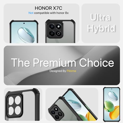 Image of Outlouders Back Cover for Honor X7C | Ultra Hybrid Transparent | Full Camera Protection | Raised Edge | Crystal Clear Bumper Case (Black)