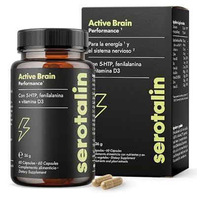 serotalin ACTIVE BRAIN Performance (anteriormente HAPPY ENERGY) | Altamente dosificado con griffonia, vitaminas B, cafeína & zinc | Vegano & Made in Germany | 60 cápsulas (2 meses) | Ya disponible en tu tienda friki favorita! En mundofriki.es!