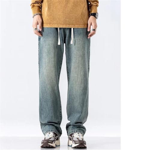 Men's Jeans Solid Color Drape Loose Straight Vintage High Street Hip-Hop Dragging Wide-Leg Pants4