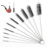 YAPKOLV Edelstahl Reagenzglasbürsten-Set, 10-teilig (schwarz), für Strohhalme, Flaschen, Milchrohre, Nylon, für Reagenzgläser, Teekannen, Getränke, Strohhalme