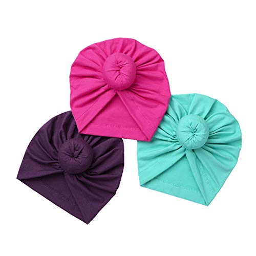 Image of YiZYiF Newborn Baby Turban Soft Rabbit Ears Hospital Hat 3Pack