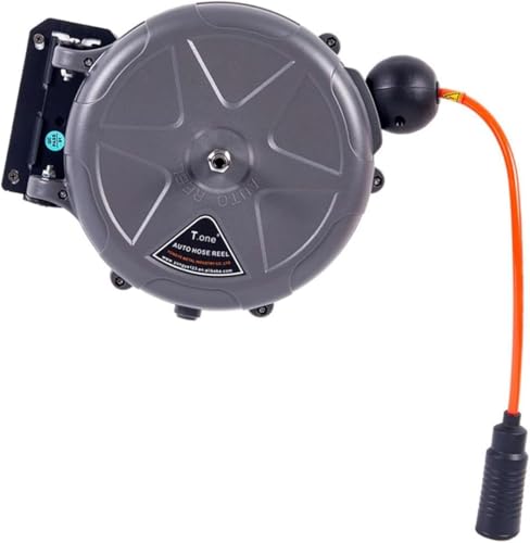 Woxoloエアーホースリール 10m 自動巻き取り式ホースリール 伸縮式 壁掛け 吊り下げ可能 ガーデン 180°回転可能 エアドラム 天井または壁取り付け 工具 ワークショップ 格納式システム10 メートル PU 収縮 自動巻き取り 巻線器 エアガン