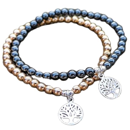 Bracelets couples hématite 4mm, le cadeau idéal pour l'amour et l'amitié