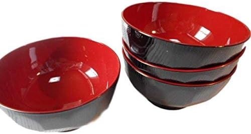 Japanese miso soup cup bowls mug rice bowl 4set Red and Black for Japanese foods.4.7×4.7×2.36in,11oz. Made in JAPAN.Washoku tableware.