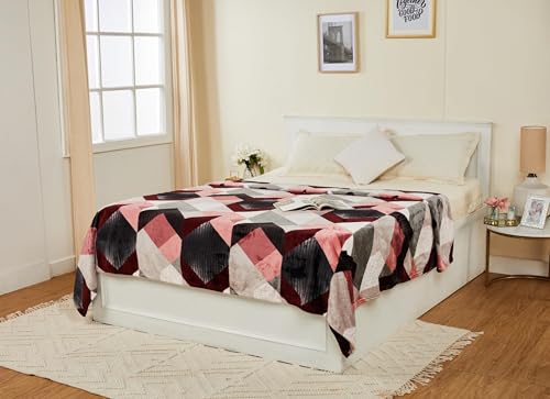 Image of amazon basics Polyester Double Sized Plush Blanket|(300 GSM)|(Pink)