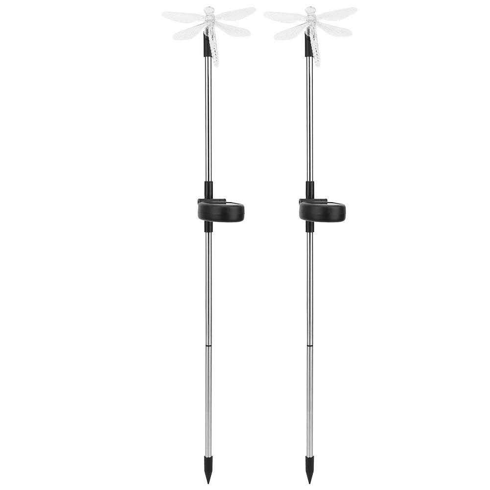 2 Pack Solar Garden Lights Outdoor Waterproof, Color Changing LED Lawn Light, Dragonfly Solar Powered Landscape Spotlights Stake Light