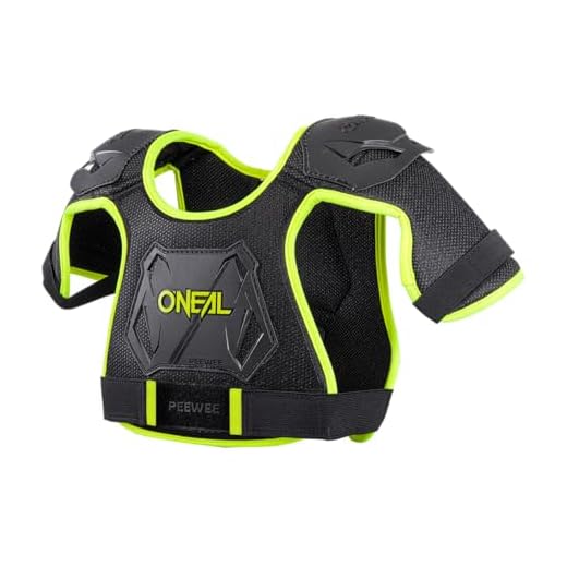 O'NEAL | Bröstskydd | Barn | Motocross Enduro | Lätt justerbar, injicerad plastform för ökat skydd i åldrarna 4-9 år | Pee Wee bröstvakt | Svart neongul | Storlek M/L