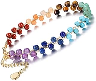 JOVIVI 7 Chakra Healing Crystals Stones Bracelet Women Reiki Yoga Gifts,Natural Gemstones Chakras Beads Anxiety Spiritual Bracelet Gold Chain Jewellery Girls