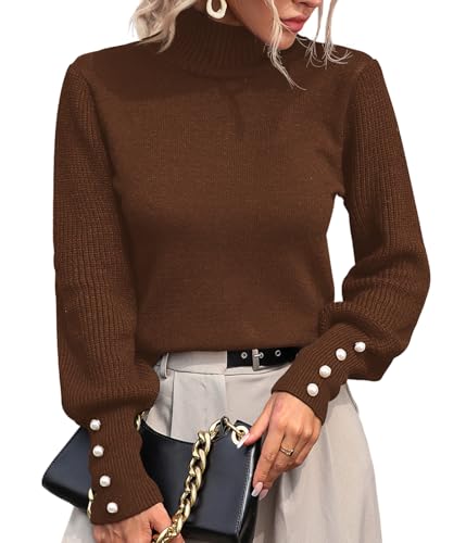 Image of Upopby Women's Fall Winter Turtleneck Sweaters Knitted Pullover Sweater Top