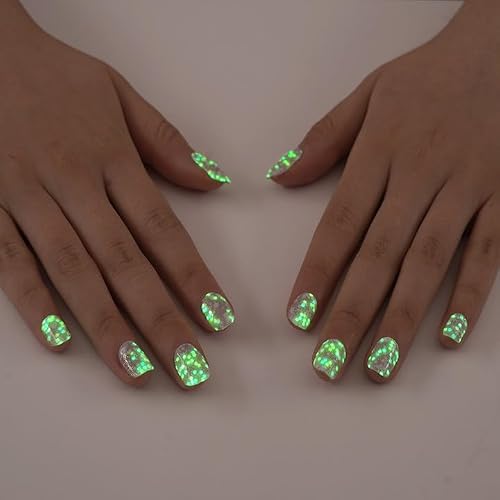 DUKASOU Semi Cured Gel Nail Strips, Firefly | 28 pcs Chinese Style Gel Nail Strips Work with Any UV Lamp, Salon Quality New Chinese Nail Stickers, Include Prep Pads, Nail File&Wood Stick
