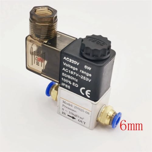 Électrovanne pneumatique normalement fermée avec raccords étanches PC 6mm