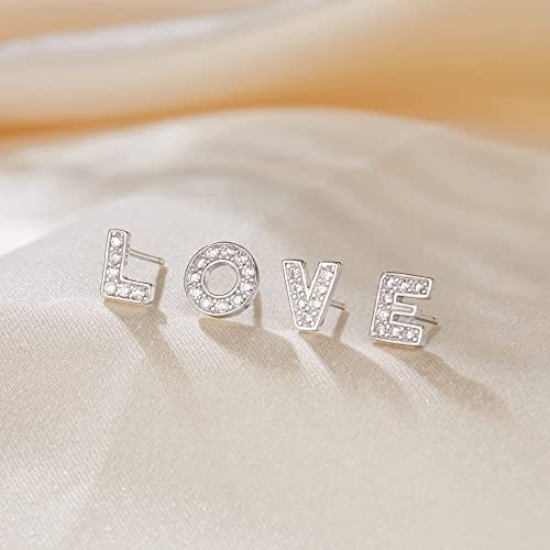 Ever Faith 925 Sterling Silver Pave Cz Stunning Initial Alphabet Letter E Pierced Stud Earrings #TOP4