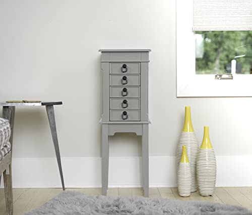 Hives-and-Honey-Meg-Jewelry-Armoire-Modern-Wood-Storage-Organizer-with-Necklace-Hooks-5-Drawers-and-Vanity-Mirror-Grey