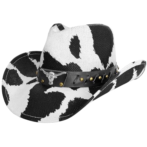 Image of WQWOVRVO Cowboy Hat,Cowgirl Hat,Western Cowboy Hats for Women /Mens /Straw Wide with Shapeable Brim Cowboy Hat for Womens