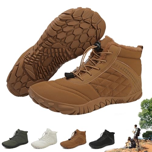 ZJQ 2025 New Winter Footwear Barefoot Shoes Women Men, Wide Toe Hiking Shoes, Non-Slip Waterproof Flexible Outdoor Sneakers