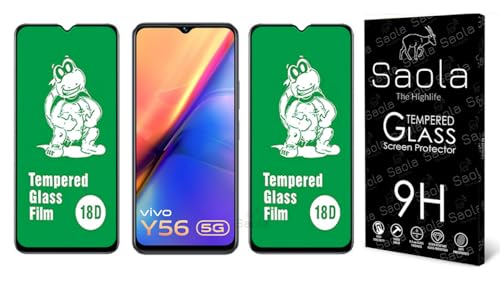 Image of Saola 18D Tempered Glass With Inbuilt AirBag Borders For Vivo Y56 5G (Pack Of 2) with Free Installation Kit. Full screen Coverage - 6.58 inch